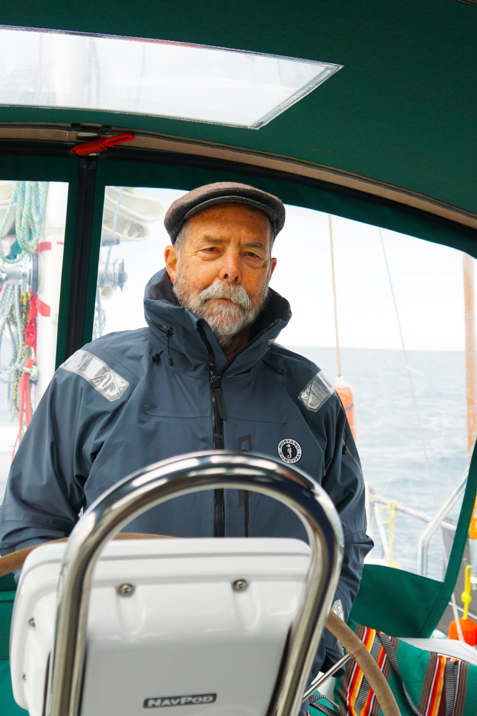 Man driving sailboat