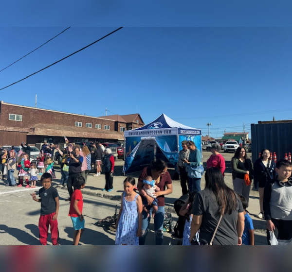 The Around the Americas education tent set up at the Nome 4th of July parade!