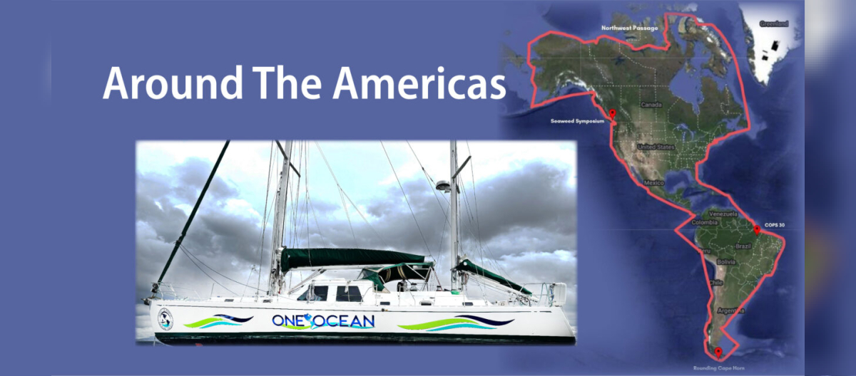 Around the Americas boat and map