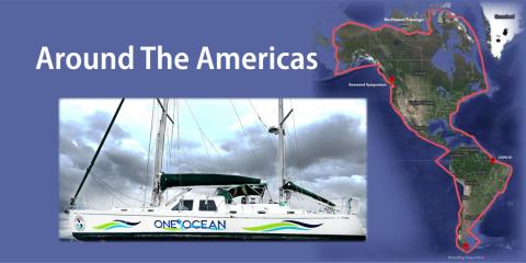 Around the Americas boat and map