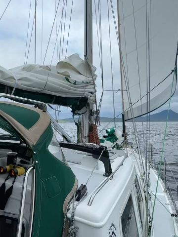 NORTH WE GO!🌎🌊 We are sailing North today in about 30 knots of wind- all harnessed in.