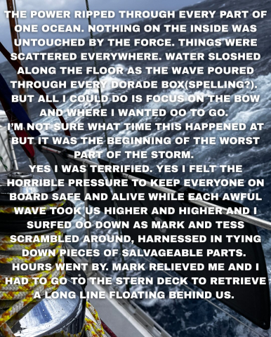 This was written by project director, Jennifer Dalton, in the heat of the storm when sh…