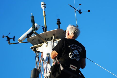 Mark up the mast ⛵️ Mark keeps saying he needs to fix something on the mast.