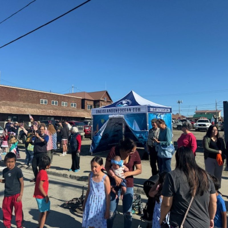 The Around the Americas education tent set up at the Nome 4th of July parade!