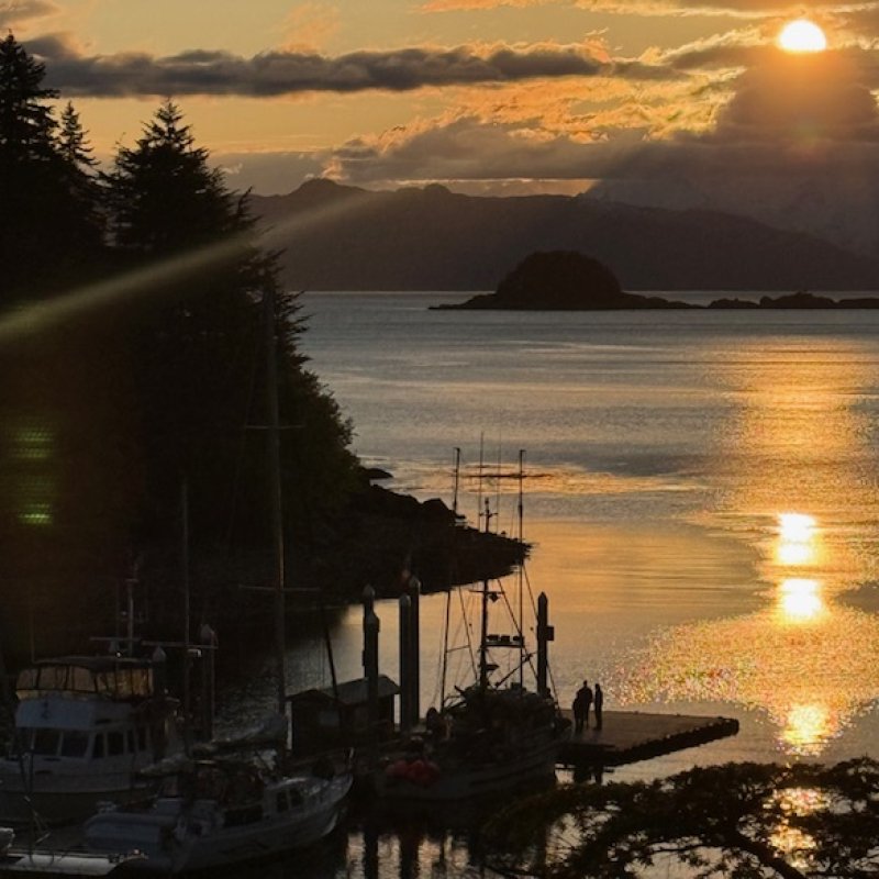 Sunset featuring One Ocean in Elfin Cove 